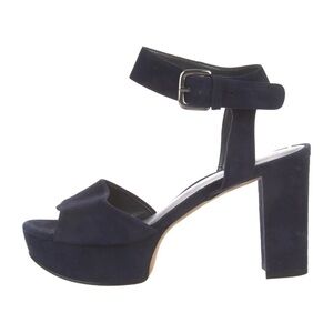 Stuart Weitzman Dark Blue Suede Platform Heels Sandals